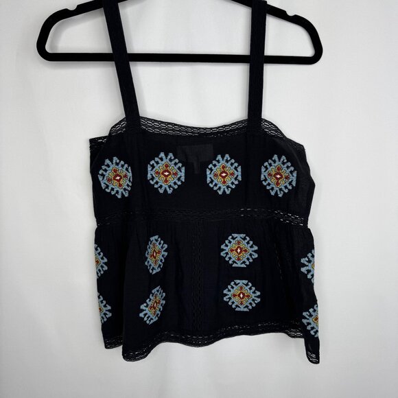 The Great. The Roam Top with Folklore Embroidery Black Size 0 Cowgirl Boho - Picture 3 of 11